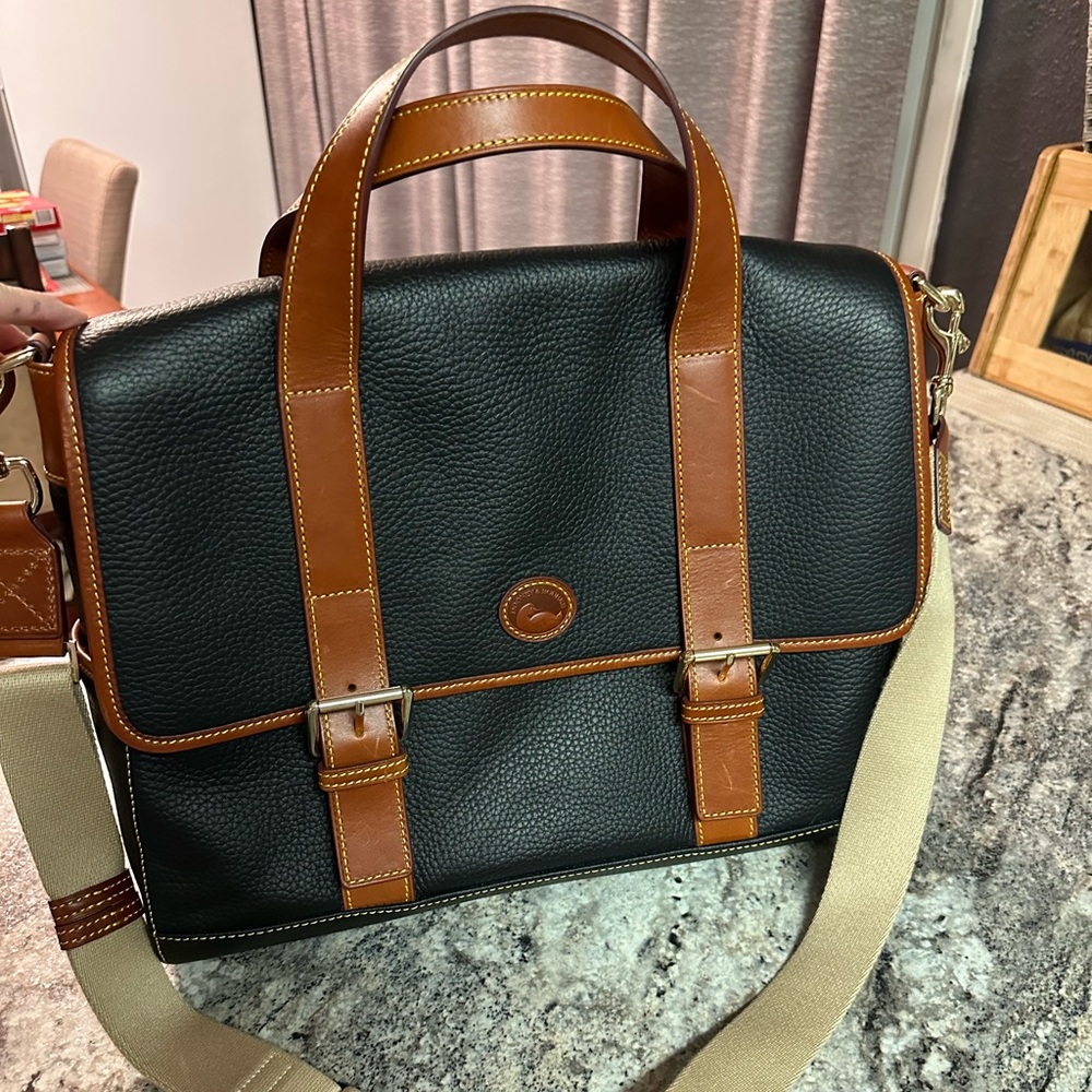 Dooney and Bourke Black Pebbled Leather Messenger Bag